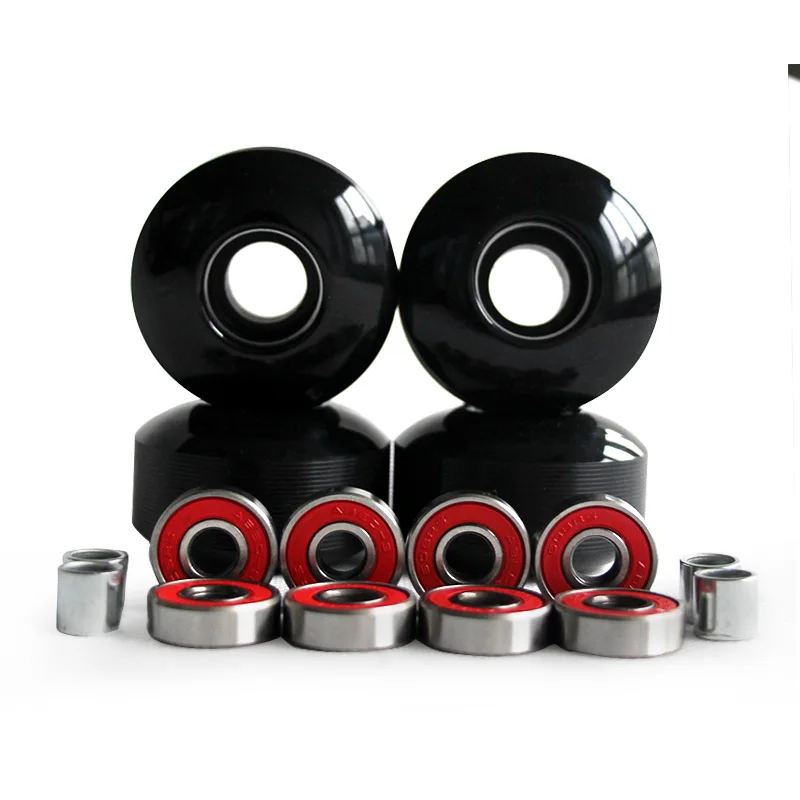 New Black 4Pcs PU Skateboard Wheels 52mm*30mm 100A High-Density Free 8Pcs Bearings Skate Wheel for Skateboard - Image 3