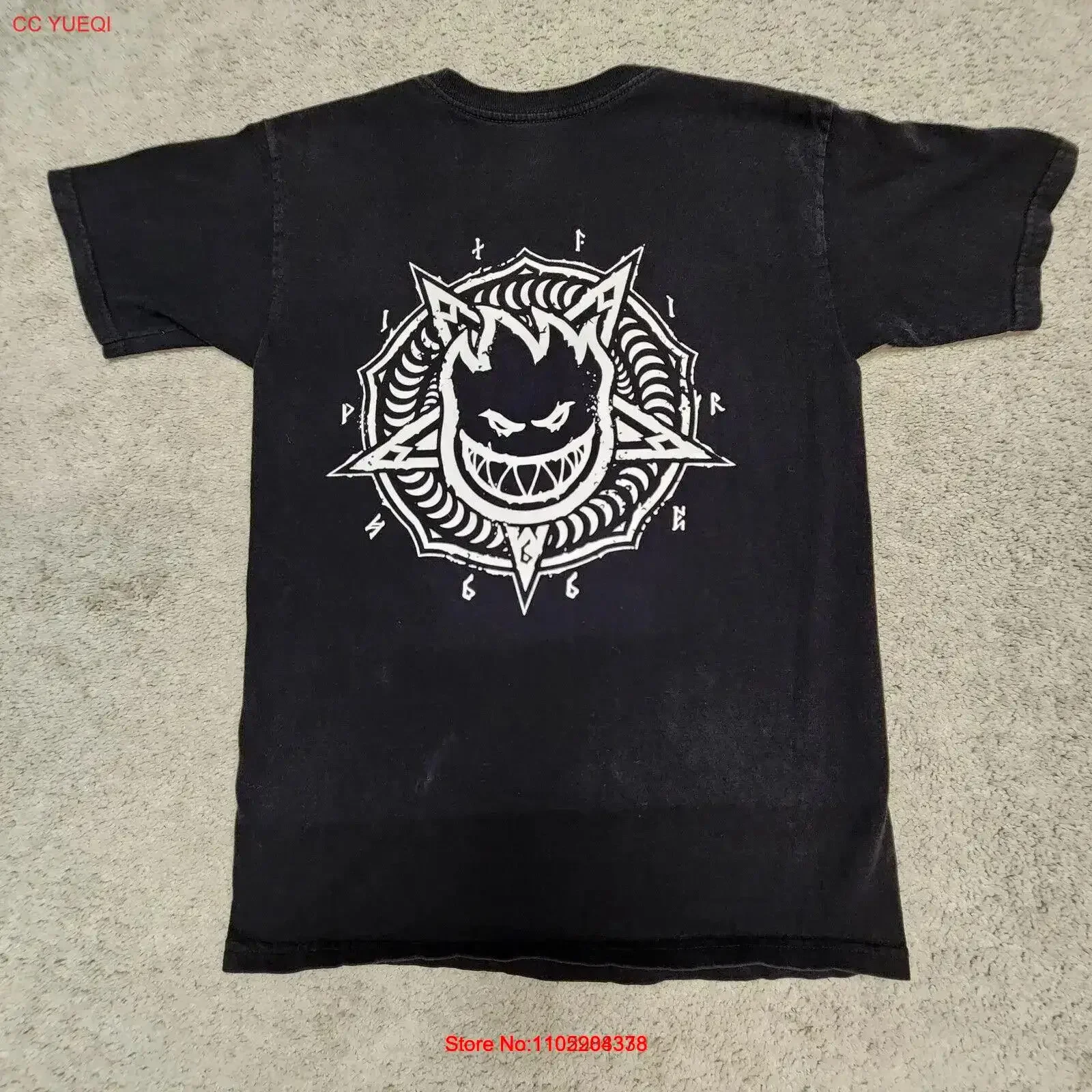 Spitfire Skateboards Pentaburn T Shirt Small Black White Double Sided vintage Washed Stylish Soft Casual Stretched streetwear