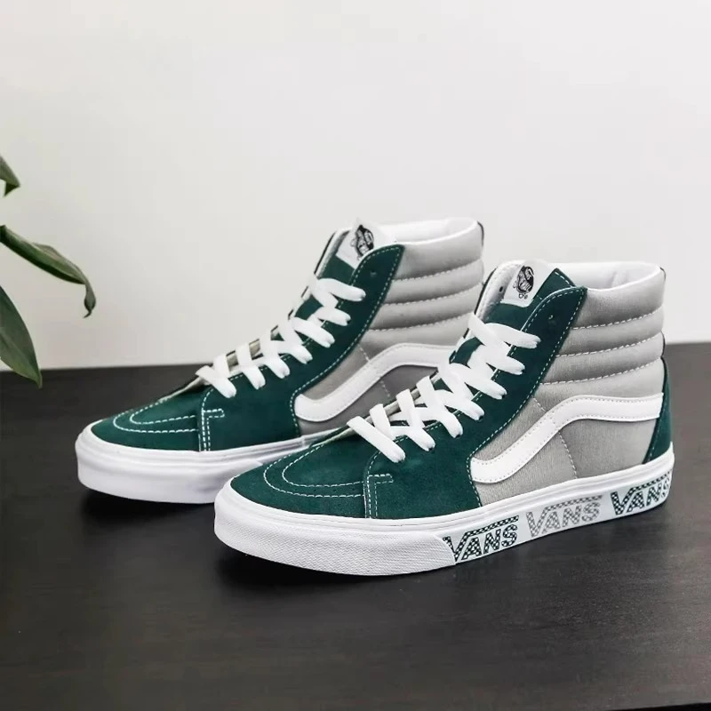 Vans SK8 Letter Trim Design Stylish, Comfortable, Versatile High-Top Skate Shoes Unisex Grey-Green VN0A4BV6X0P - Image 7