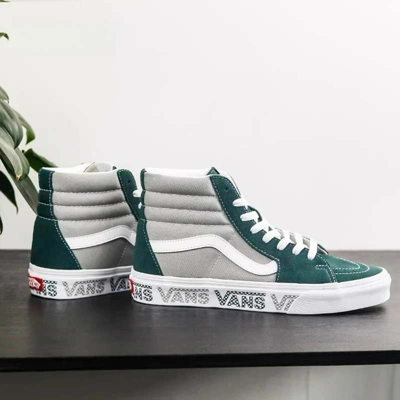Vans SK8 Letter Trim Design Stylish, Comfortable, Versatile High-Top Skate Shoes Unisex Grey-Green VN0A4BV6X0P - Image 9
