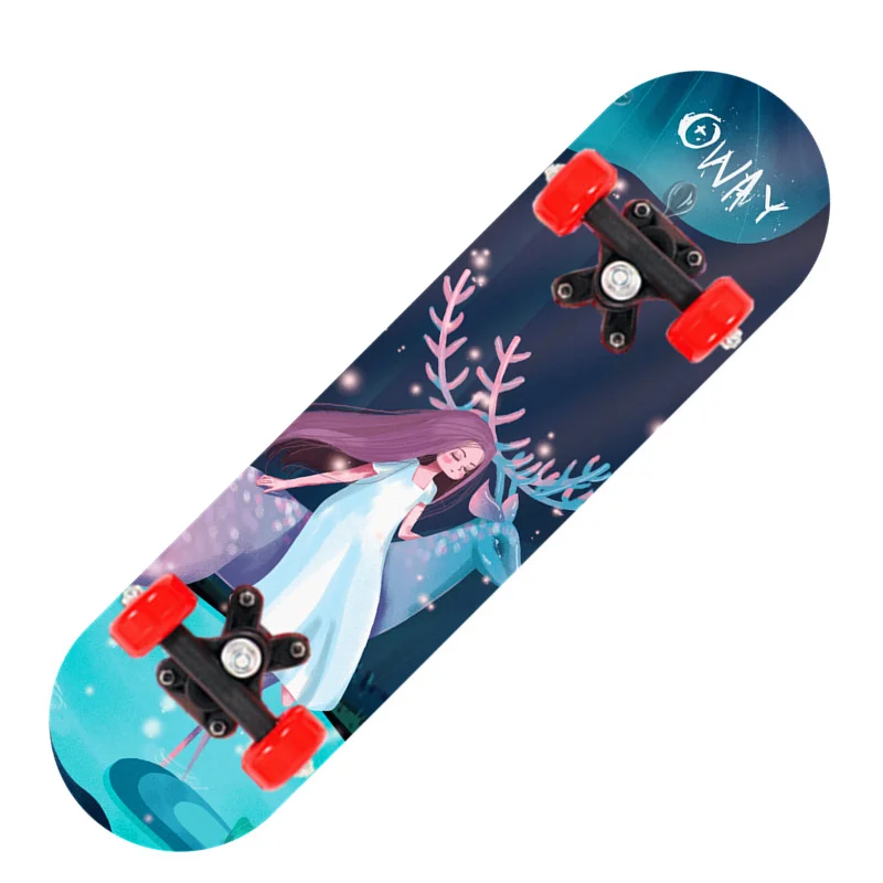 New Cartoon Four-wheel Skateboard Children Beginner Skateboards Maple Wood Deck Skate Board Outdoor Double Rocker Skateboard - Image 4