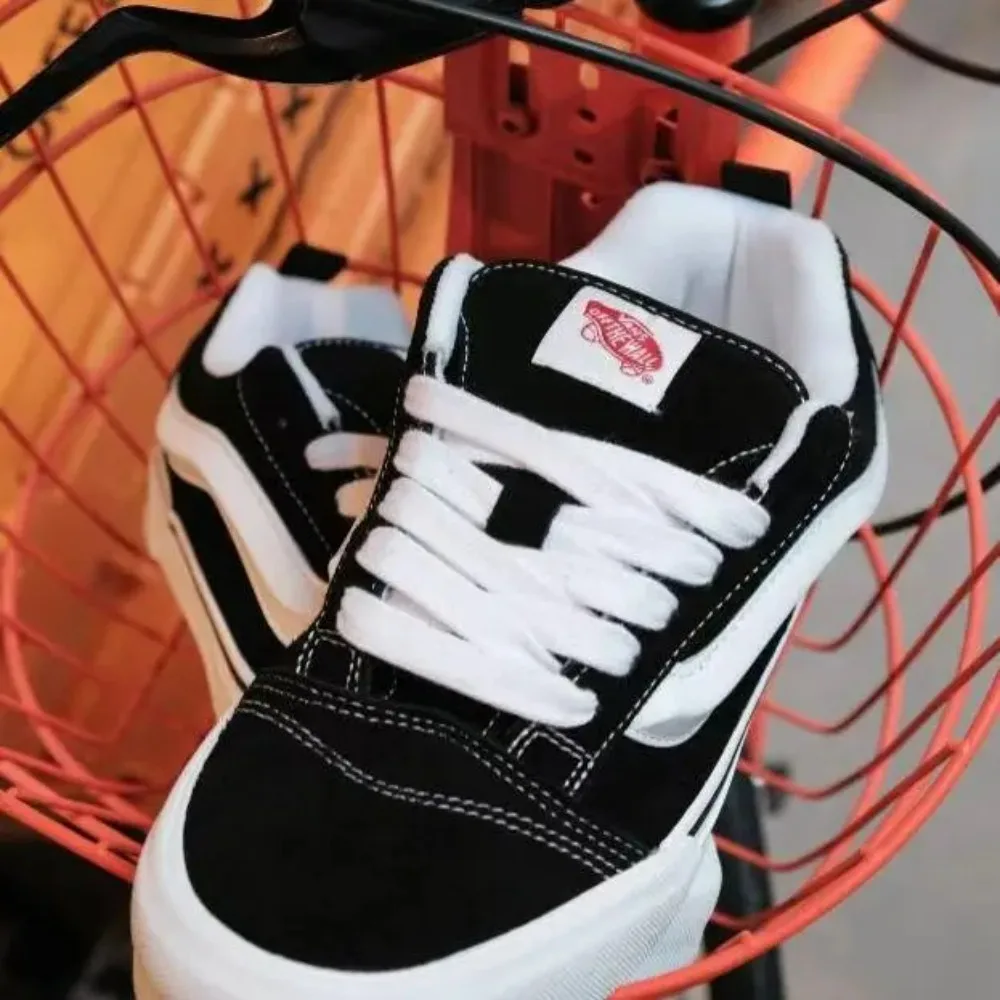 Vans Knu Skool Retro Unisex Black and White Colorway Lightweight, Comfortable, Everyday Low-Top Skate Shoes VN0009QC6BT1 - Image 3