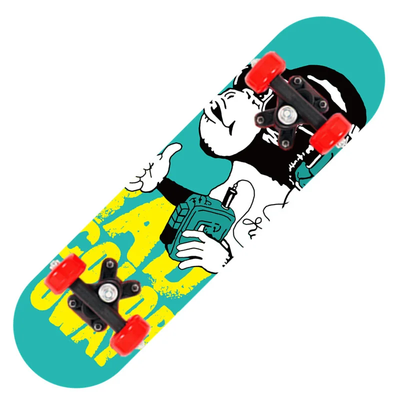 New Cartoon Four-wheel Skateboard Children Beginner Skateboards Maple Wood Deck Skate Board Outdoor Double Rocker Skateboard - Image 3