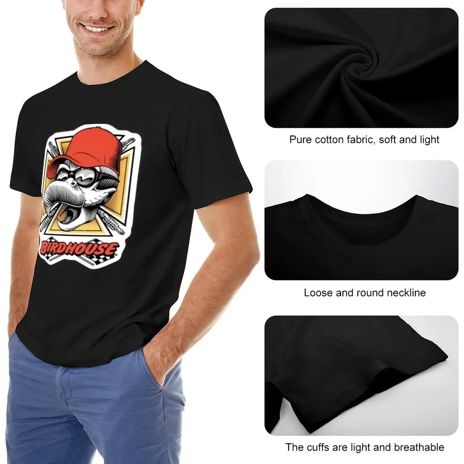 Vintage Birdhouse Tony Hawk Bird House Hook Ups Skate Brand Cartoon Hookups Hook-Ups Grim Reaper(1) T-Shirt - Image 2