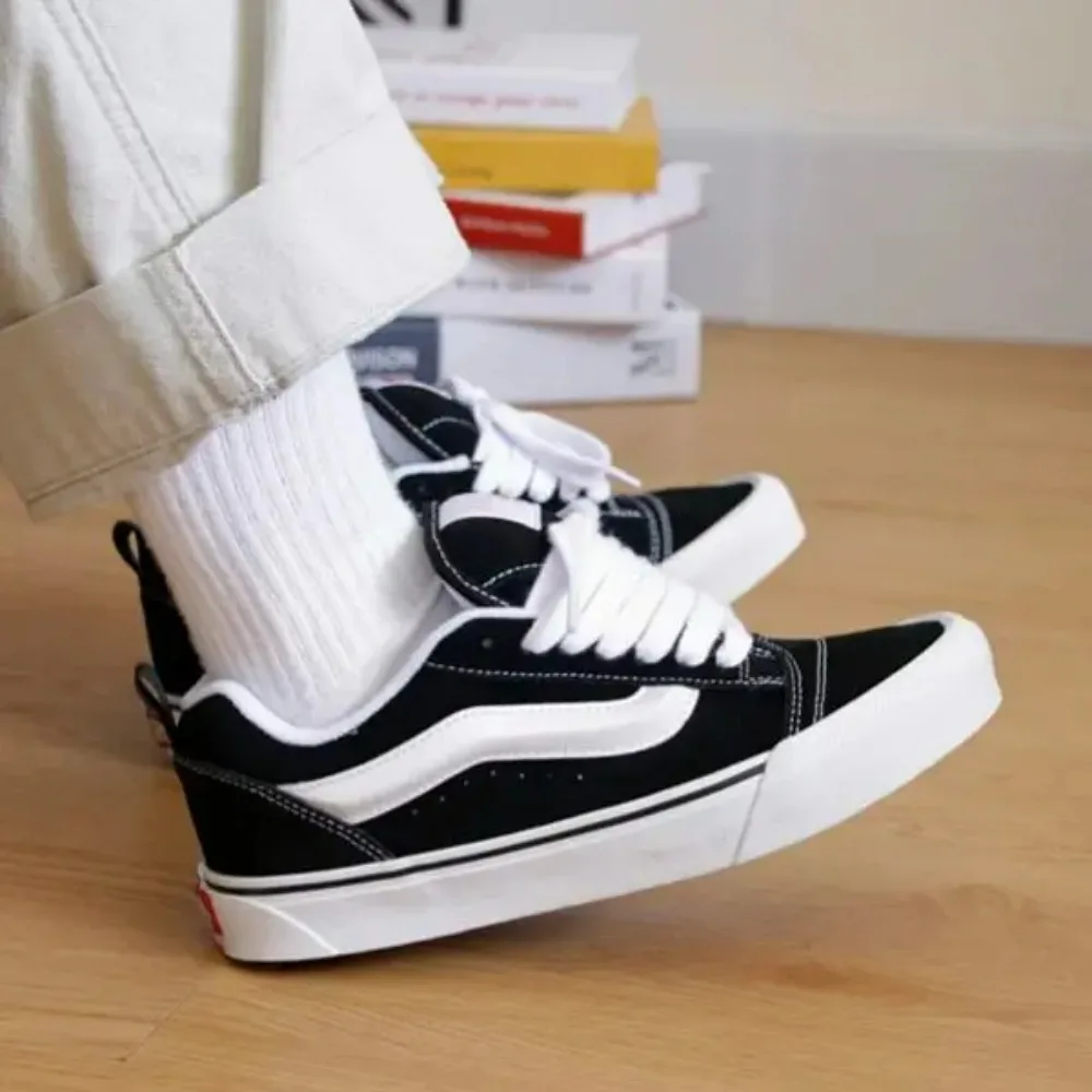 Vans Knu Skool Retro Unisex Black and White Colorway Lightweight, Comfortable, Everyday Low-Top Skate Shoes VN0009QC6BT1 - Image 2