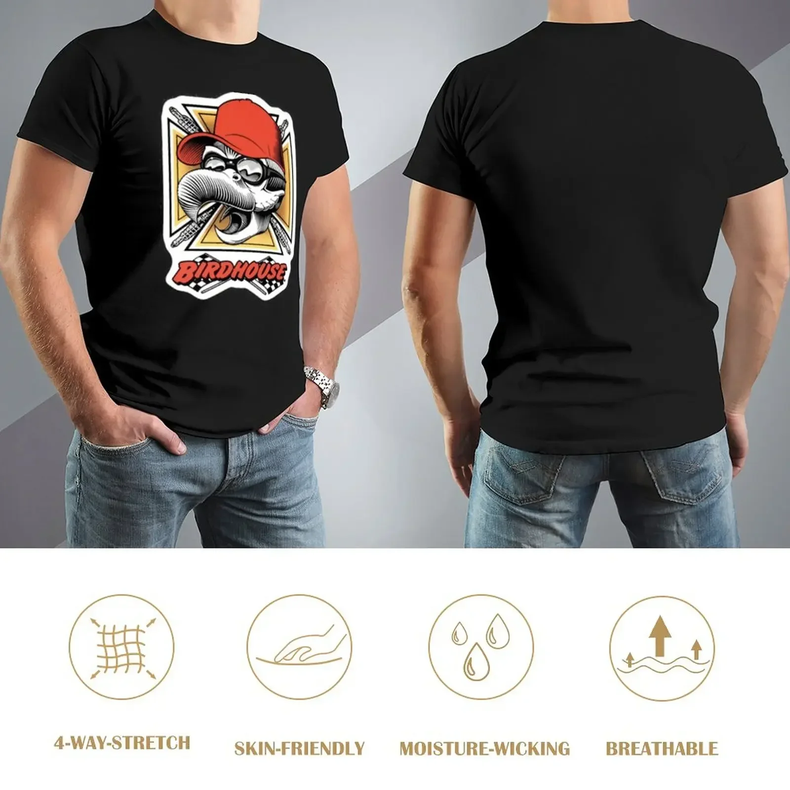 Vintage Birdhouse Tony Hawk Bird House Hook Ups Skate Brand Cartoon Hookups Hook-Ups Grim Reaper(1) T-Shirt - Image 5