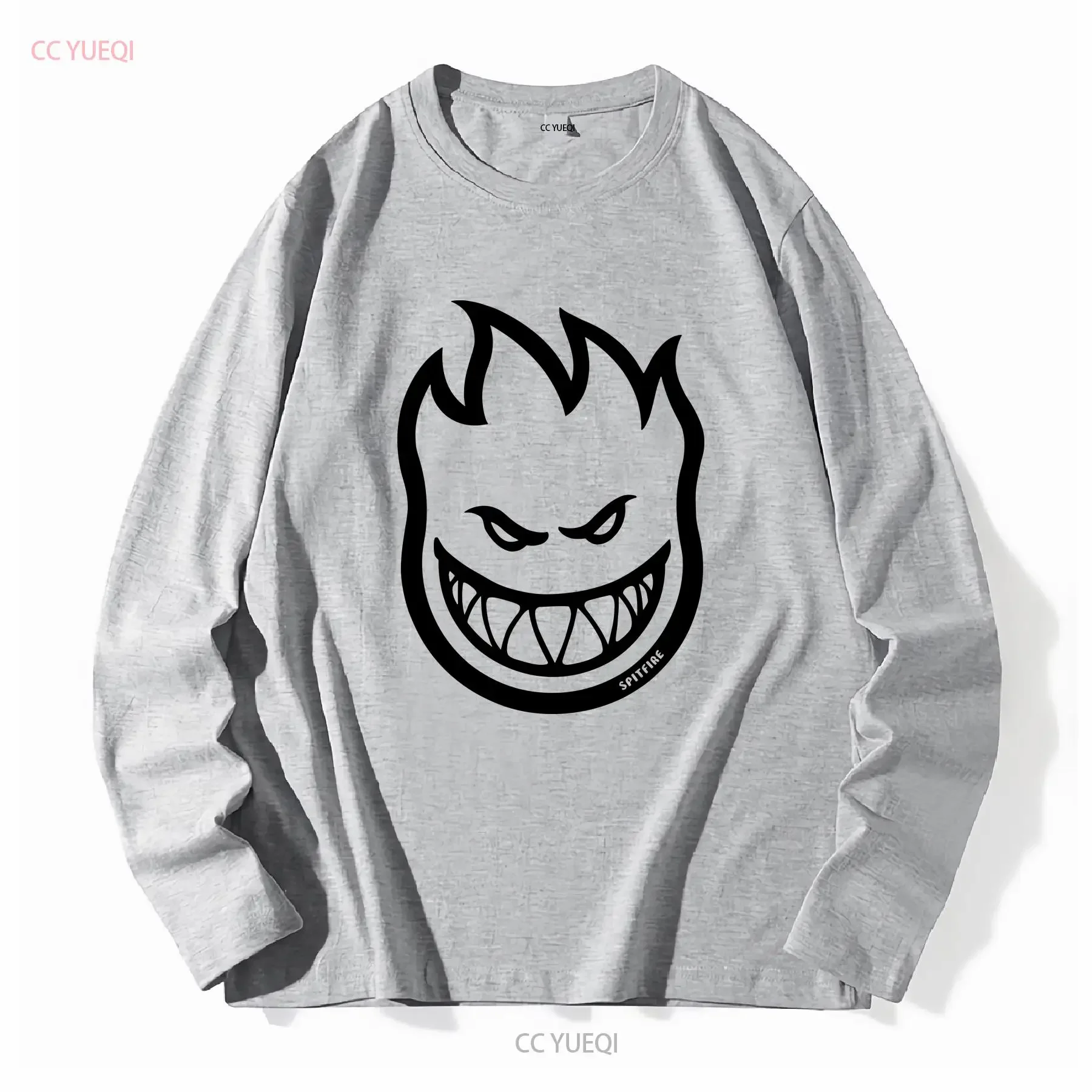 Spitfire Wheels BIGHEAD LOGO Skateboard T Shirt CHARCOAL BLACK vintage Washed fashion graphic Versatile Comfortable Casual - Image 4