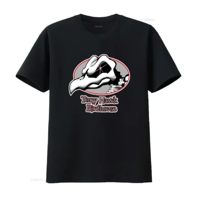 BIRDHOUSE TONY HAWK Print T Shirt Stylish Unique Design for Skateboarding Fans vintage Washed homme Versatile Casual