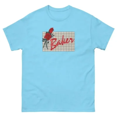 Baker Skater Skate Red Roses Retro Vintage Skateboarding T Shirt Design