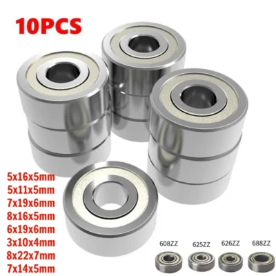 10pcs Miniature Bearings 685zz 608z 625ZZ Silent Small Bearing Deep Groove Mini Ball Bearing Carbon Steel for Skateboard Scooter