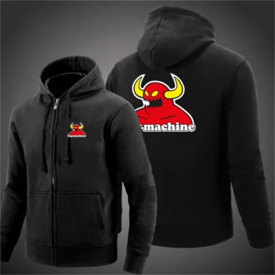 Toymachine Autumn Zipper Sweatshirt, Men's Hooded Sweatshirt, Classic Solid Color Jacket, Men's Coat, Men's Clothing