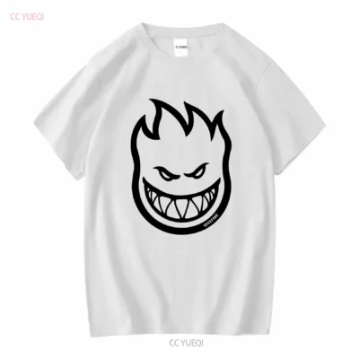 Spitfire Wheels BIGHEAD LOGO Skateboard T Shirt CHARCOAL BLACK vintage Washed fashion graphic Versatile Comfortable Casual