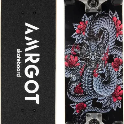 Complete Skateboard for Beginners, Kids & Adults, 31x8 Inch Maple Deck, Double Kick Concave Design